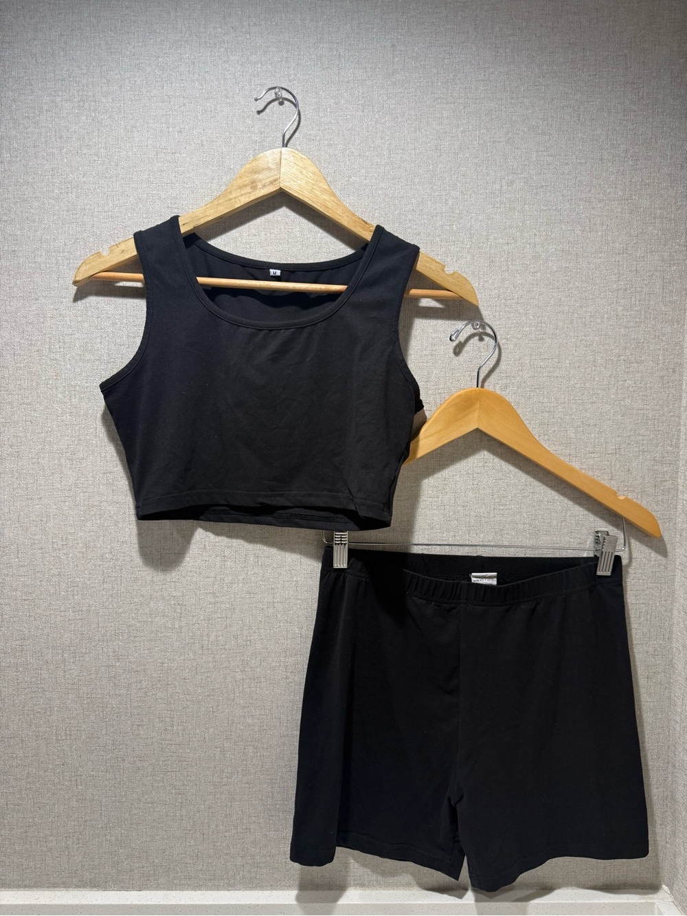 Women’s Black Tank Crop Top and Lounge Shorts Set